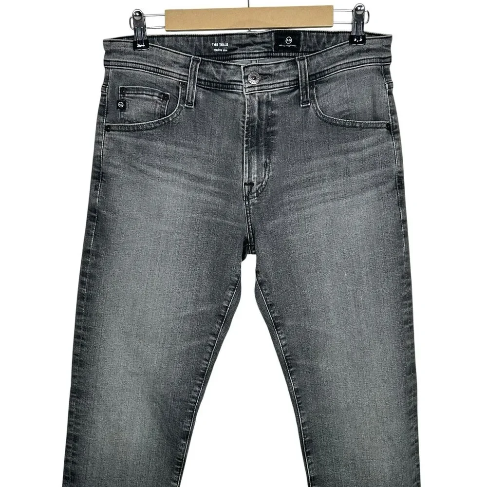 AG Adriano Goldschmied Tellis Jeans Mens 32x34 Gray Modern Slim Grunge Faded NWT
